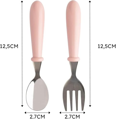 Jogo Talheres Infantil Colher Garfo Inox Estojo Bebe (ROSA)