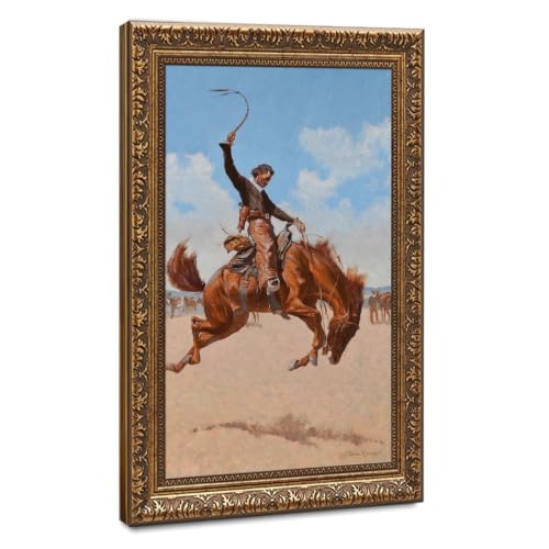 Toile encadrée Frederic Remington Bronco Buster pour un salon style vintage ou industriel