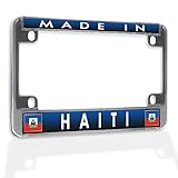 Fastasticdeals Metal Insert Bike License Plate Frame Made in Haiti Weatherproof Motorcycle Accessories Chrome 4 Holes Solid Insert
