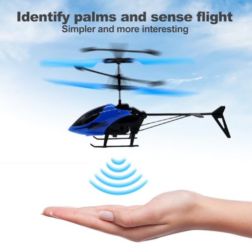 WFKKMEQ Remote Control Helicopter for Kids, RC Helicopter Toys, One Key Take Off and Landing, Easy to Fly Indoor and Outdoor Radio RC Flying, for Age 3+ Kids Party Gifts (Blue) - Image 3