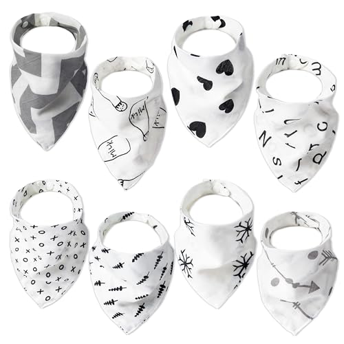 Image of Zainpe 8Pcs Muslin Baby Bibs Bandana BibS Soft Absorbent Burp Cloths
