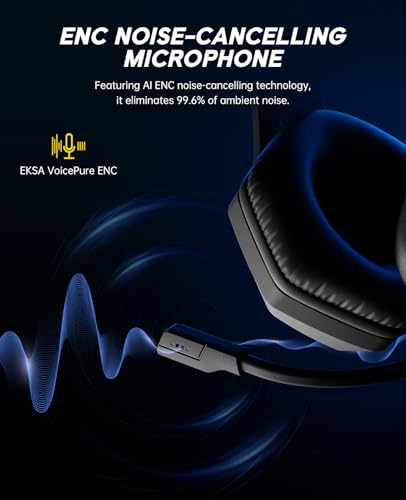 Auriculares Gaming Inalámbricos 2.4GHz EKSA E1000BT con Micrófono ENC y Bluetooth 6