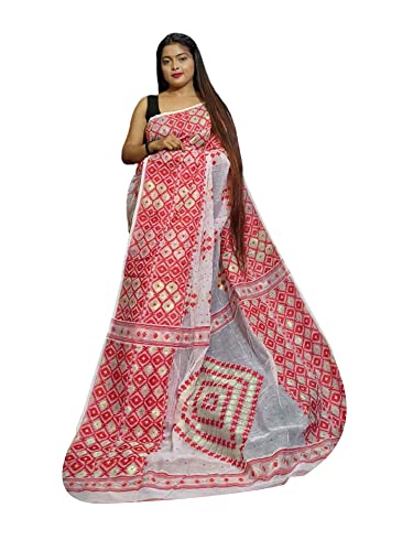 Sari Indien Jamdani en coton femme pour tenue traditionnelle et chic