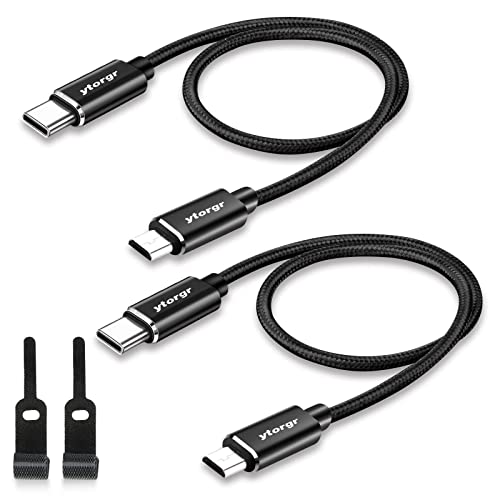 ytorgr eBike Ladekabel für Bosch Intuvia, Micro USB auf USB C Kabel Kiox | Nyon (alt) Fahrrad OTG Funktion für Fahrradcomputer Zubehör 2 Stück 35 cm Länge Cover
