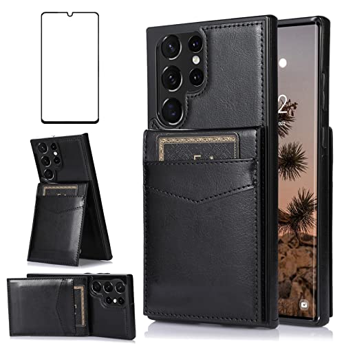 Accessoires Glaxay S22Ultra étui cuir protecteur écran verre trempé Samsung S22 Ultra