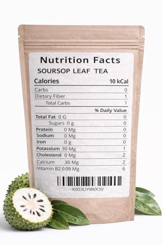 Premium SOURSOP GRAVIOLA GUANABANA Leaf Tea Bags, 100% Pure from Soursop Leaves, Handmade, Made With Natural Materials- 30 Tea Bags, Free Sugar/Caffeine.