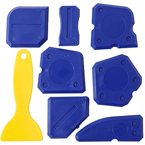8 Pieces Caulk Tool Kit Sealant Silicone Finishing Tools Caulking Tools for Silicone Sealant Grout Finishing Sealing (Blue) Cover