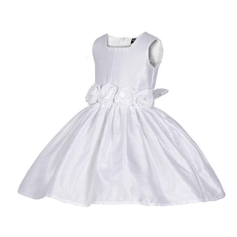 SOFYANA Baby Girls Satin Kids Parties Wear Frocks Princess Dresses White 1
