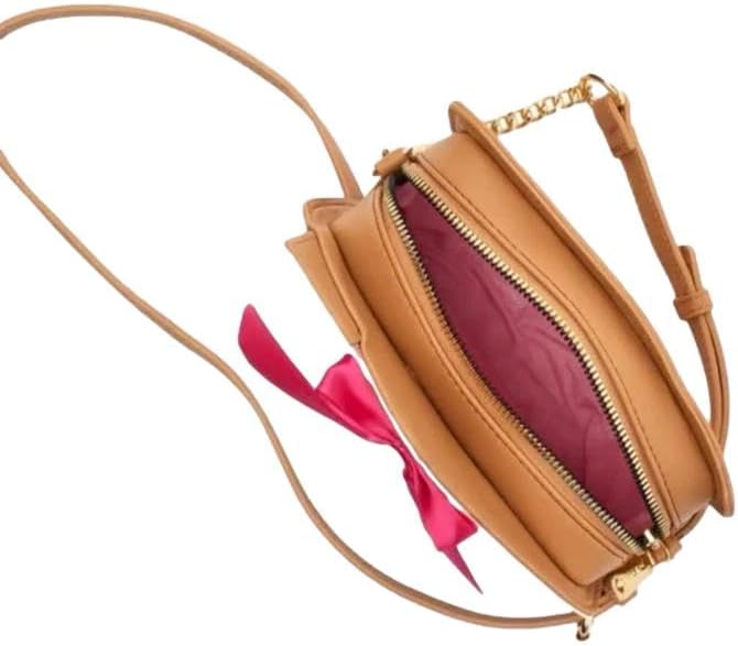 Betsey Johnson XO Holiday Kitsch Christmas Gingerbread House W/Sparkle Snow, Quilted Chimney, Candy Canes, 3D Mint Candies, Snowflakes and Pink Bow Detail Adjustable Strap Crossbody Handbag - Image 5