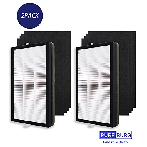PUREBURG Replacement Filter Compatible with Filtrete F1 Filter Fits FAP-C01-F1 & FAP-T02-F1 FAPF-F2-A FAP-C01-F2 & FAP-T03-F2 Air Purifiers,2-Pack H13 HEPA + 8 Carbon Pre-Filters - Thumbnail 5