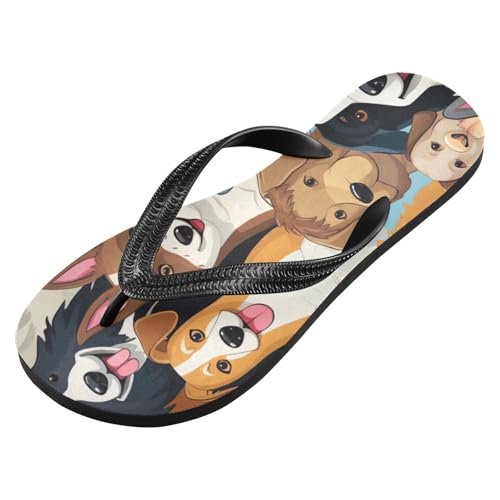 Womens Flip Flops Cute Dog FamilyNon-Slip Casual Beach Slippers Rubber Sandals214B2539