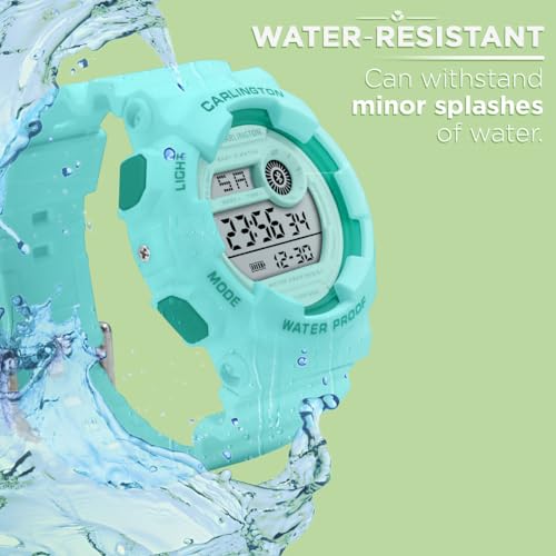 Image of Carlington Kids Digital Watch for Boys and Girls Age 3 to 14 Years Multicoloured Band with Alarm and Date Display - 9121