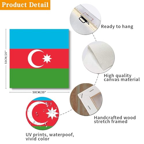Lienzo artístico Yelolyio de la bandera de Azerbaiyán con acabado premium 3