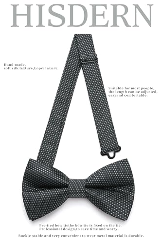 Image of HISDERN Mens Plaid Bow Tie Set Pocket Square and Cufflinks Bowtie | Pretied Bowties Design for Easy Wear,Check Pattern,Matching Handkerchief Cuff Link,3PCS Set Wedding Formal Party Groom Prom