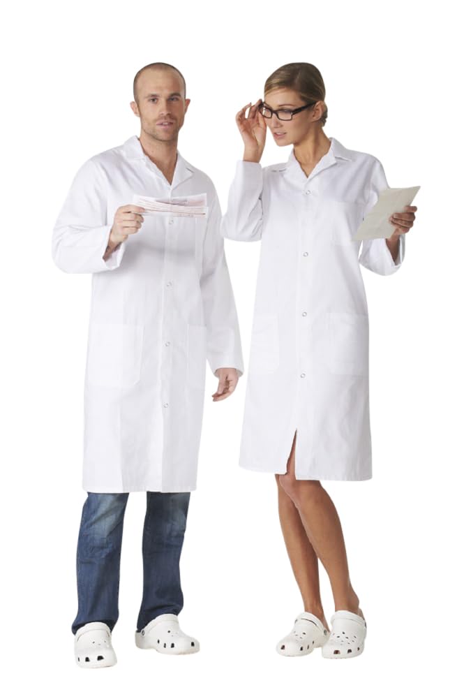 KODAMA White Laboratory Coat 100% Cotton - Press Stud Fastening, white, XL