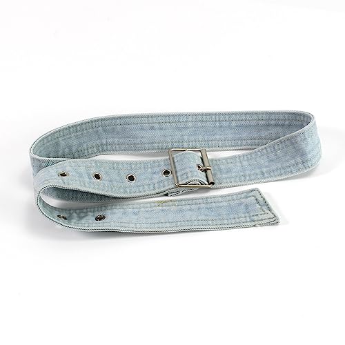Women Cotton Denim Waist Belt with Metal Buckle Waistband Casual Vintage Punk Wear2