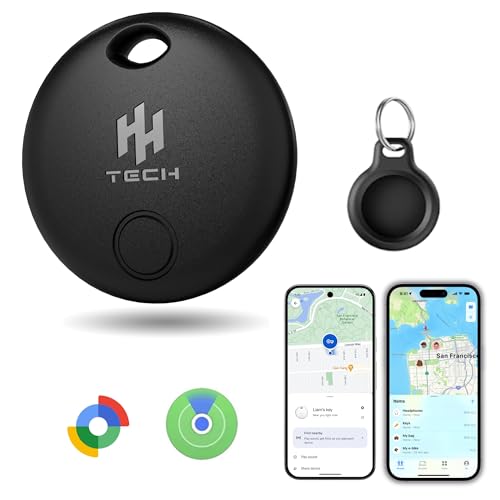 HH-Tech Dual-System iOS and Android Tracker Tags Pack-1, Works with Apple Find My & Google Find Hub, Bluetooth Item Finder Locator, Smart Tag, Key Finder, Wallet Tracker, Luggage Tracker (Black)