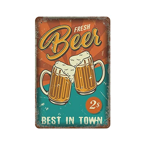 Décoration murale garage et café avec la plaque métallique bière vintage AOOEDM