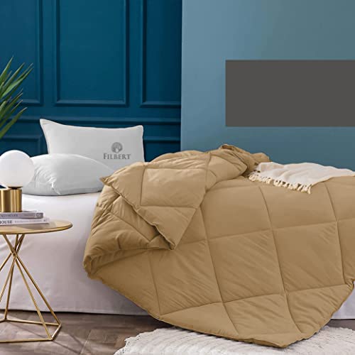 Image of Filbert Super Comfort Microfiber 500 Gsm Double Bed Comforter For Heavy Winter Blanket Quilt Diamond Stitch (90 inch X 100 inch Inches /228Cm X 254Cm) - 300 Tc Comforter Double Bed | Beige