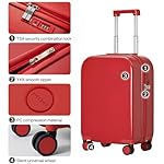 mixi Carry on Luggage, 20'' Suitcase Spinner Wheels Luggage Hardshell Lightweight Rolling Suitcases PC with Cover & TSA Lock for Business Travel, Red - Image 5