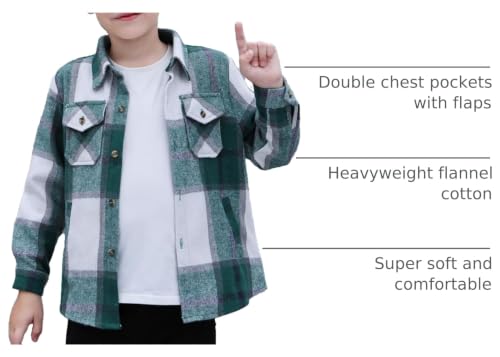 Image of Cromoncent Mens Boys Thick Flannel Shirt Long Sleeve Shirt Jacket Casual Button Down Multi Pockets Shacket