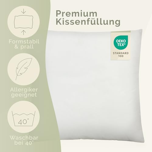 Blumtal Kissenfüllung 30x30 cm 2er - Oeko-TEX zertifizierte Füllung Kissen 30x30 cm - Kisseninlett 100% Polyester mit Rebound-Effekt - waschbares Innenkissen - Füllkissen weich