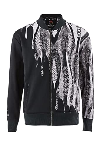 Carlo Colucci Bomber Jacke mit Strickdruck Schwarz L