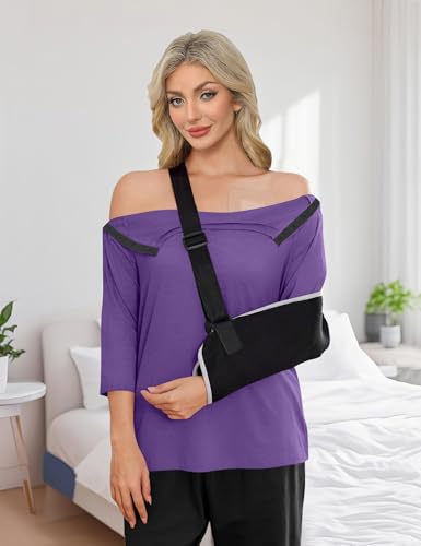 Poriff Women's Full Snap Post Shoulder Surgery Shirts 3/4 Sleeve Chemo Port Tops After Rotator Cuff Adaptive Clothing S - XXL2
