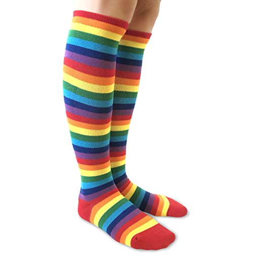 Image of PolyMedea Elite Quality Colorful Soft Cotton Women's Striped Knee High Socks