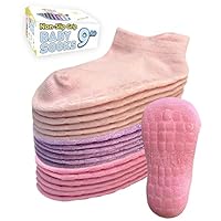 Toddler Socks with Grippers, Anti Slip, Ankle Grip - For Boys & Girls 1-3 Years, Girls - 9 Pairs