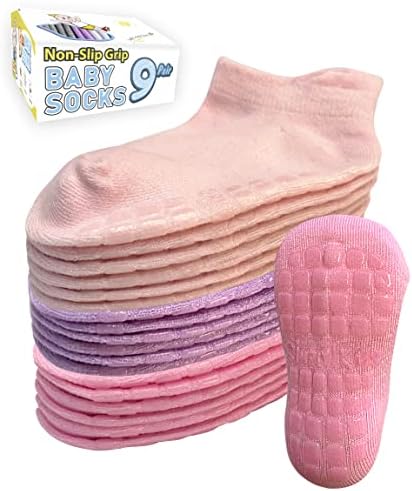 Simply Kids Children's Stopper Socks (9 Pairs) Baby Socks Non-Slip 0 Months - 7 Years Non-Slip Socks Children