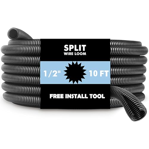 10ft Split Wire Loom Tubing Wire Cover Automotive Flexible Conduit,Protective Split Cable Sleeves...
