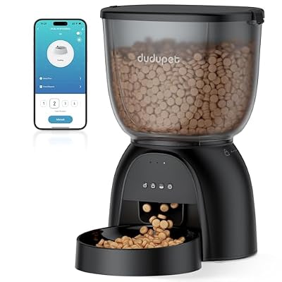 DUDUPET Automatic Cat Feeder WiFi, 5G App Control Timed Cat Dry Food Dispenser with Remote Feeding, 5L Auto Pet Feeder up to 10 Meals 1-15 Portion Control per Day, Auto Dog Feeders for Indoor Use