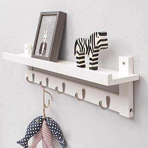 Perchero de pared con 5 ganchos, estante de gran capacidad para entrada y sala de estar, ganchos elegantes para soluciones de almacenamiento y nización del hogar