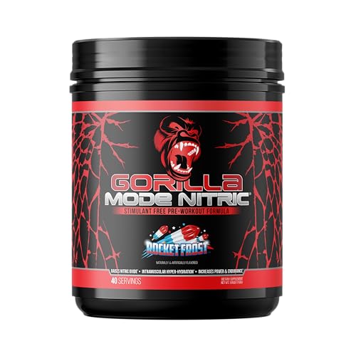 Image of Gorilla Mode Nitric Upgraded Stimulant Free Pre-Workout - Best Tasting and Most Effective Stimulant Free Pre-Workout /Massive Pumps . Vasodilation . Power / 768 Grams (Rocket Frost)