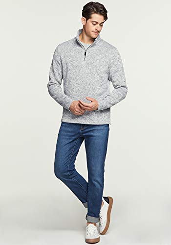 TSLA Men's Quarter Zip Thermal Fleece Lined Sweater, Winter Lightweight Soft Pullover Collar Sweatshirt, Fleece 1/4 Zip Sweater Heather Grey, Small