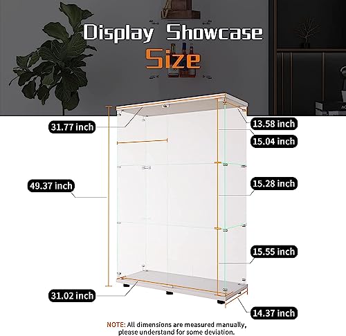 Image of Beauty4U White Glass Display Cabinet, 3-Shelf 2-Door Curio Cabinet