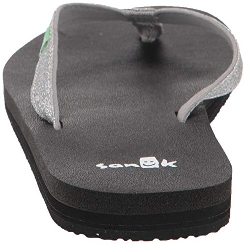 Image of Sanuk womens Yoga Joy Sparkle Flip Flop, Silver Sparkle, 11 US
