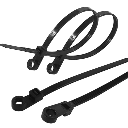 Jiozermi 8 Inch Black Zip Ties with Screw Hole, 100 Pcs