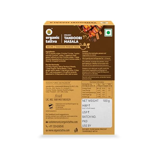 Image of Organic Tattva Tandoori Masala - 100g Tandoori Chicken Masala Powder with No Artificial Additives, No Pesticides | Aromatic Spice Blend for Biryani & Grilled Recipes