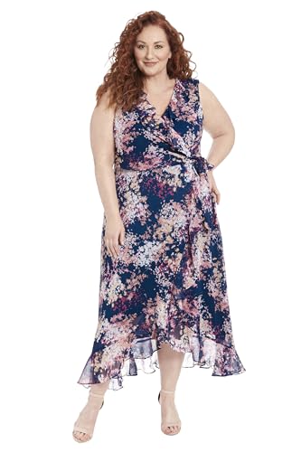 Image of London Times Women's Dresses Ruffle V-Neck and Faux Wrap Maxi Dress