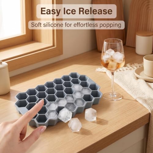 Bandejas de silicona para cubitos de hielo con tapa, 3 unidades miniatura 6