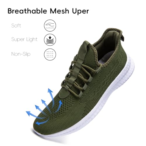 Image of Women's Tennis Running Walking Shoes Slip on Casual Non Slip Athletic Workout Gym Sneakers Fashion Lightweight Breathable Mesh Jogging Work Sports Outdoor Shoe Green Size US 7.5