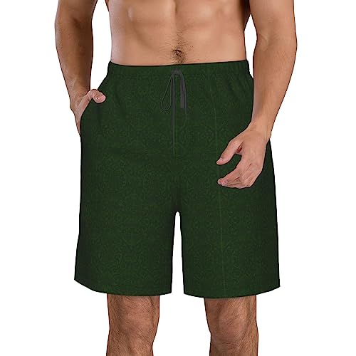 Hunter Green Floral Petals Pattern Print Men's Beach ofens Swim Trunks Shorts Quick Dry with Shorts Running, Surfing