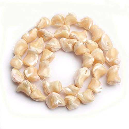 Image of HAAMIIQII 8x12mm Natural Freeform Brown Mother of Pearl Shell Beads Loose Gemstone Beads for Jewelry Making Strand 15 Inch (31-33pcs)