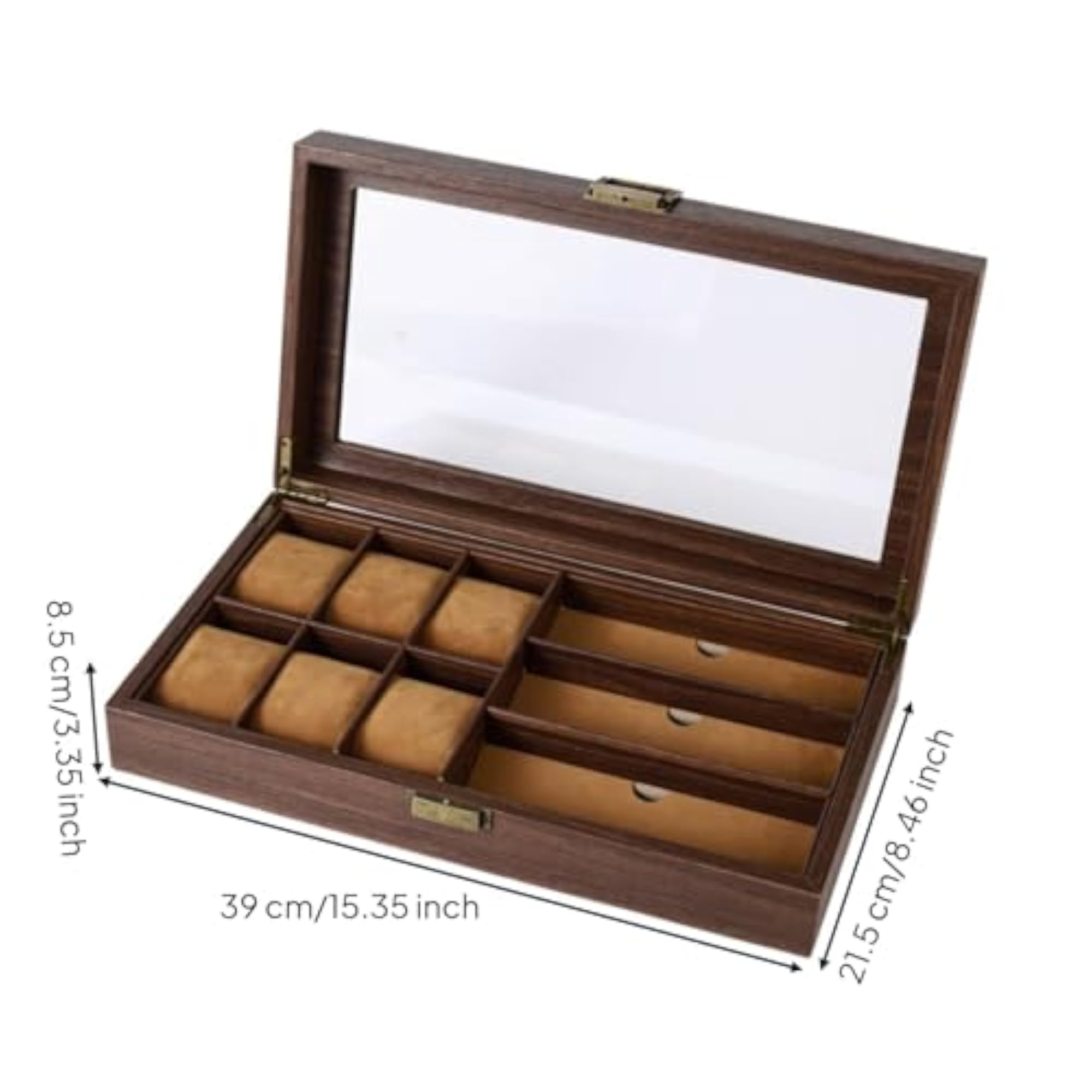 Leather Watch and Glasses Storage Box with Cushioned Slots