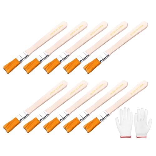 10Pcs Paint Brush Set Trim Painting Tools Soft Bristle Wood Handle With Gloves For Wall Cabinets Fence And Touching Up Dusting Brushes