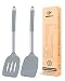 Pack of 2 Silicone Solid Turner,Non Stick Slotted Kitchen Spatulas,High Heat Resistant BPA Free Cooking Utensils,Ideal Cookware for Fish,Eggs,Pancakes (Gray)