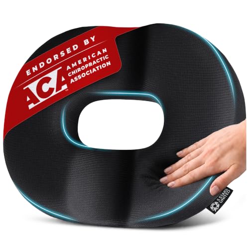 5 STARS UNITED Donut Pillow for Tailbone Pain & Hemorrhoids – Large Memory Foam Floor Cushion for Bed Sore-Prone Areas & Pressure Relief – Prostate, Postpartum & Pregnancy Support, Black Mesh Cover
