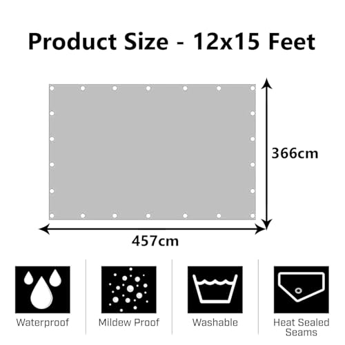 Image of Heart Home Polyethylene Tirpal (12X15 Feet) 120 GSM Tadpatri | Waterproof Tarpaulin Sheet | Tharpai | Thadika | Lightweight Premium Tirpal | Eco-Friendly Tent Tirpal | Green